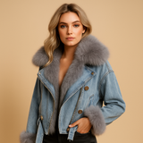 Cropped Denim Winter Jacket for Women | Warm Casual Outerwear for Cold Weather | Stylish Layering Piece for Everyday Wear
