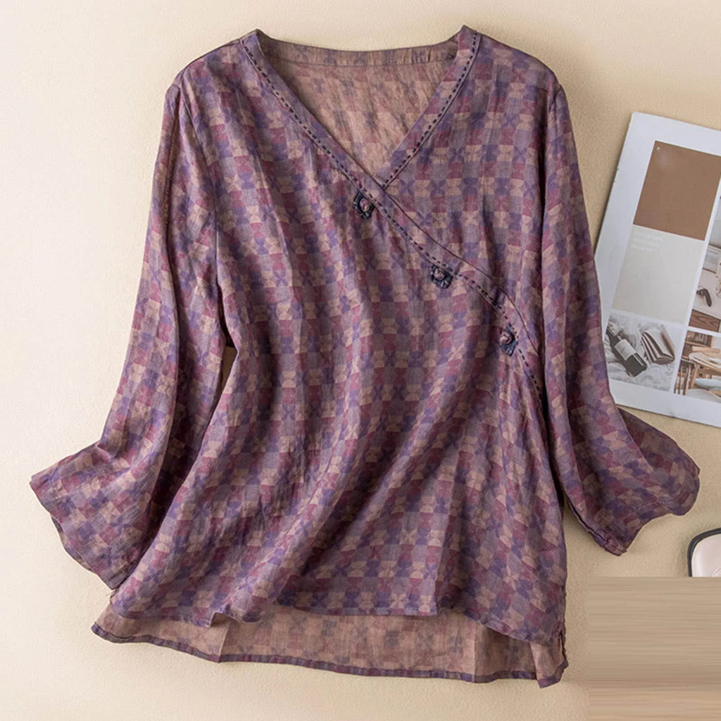 Crosswrap Blouse in Lightweight Fabric for Casual or Office Wear