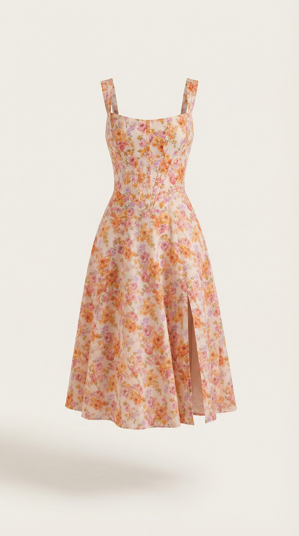 Dahlia Floral Print Midi Dress - Lightweight Cotton Summer Dress for Casual Wear