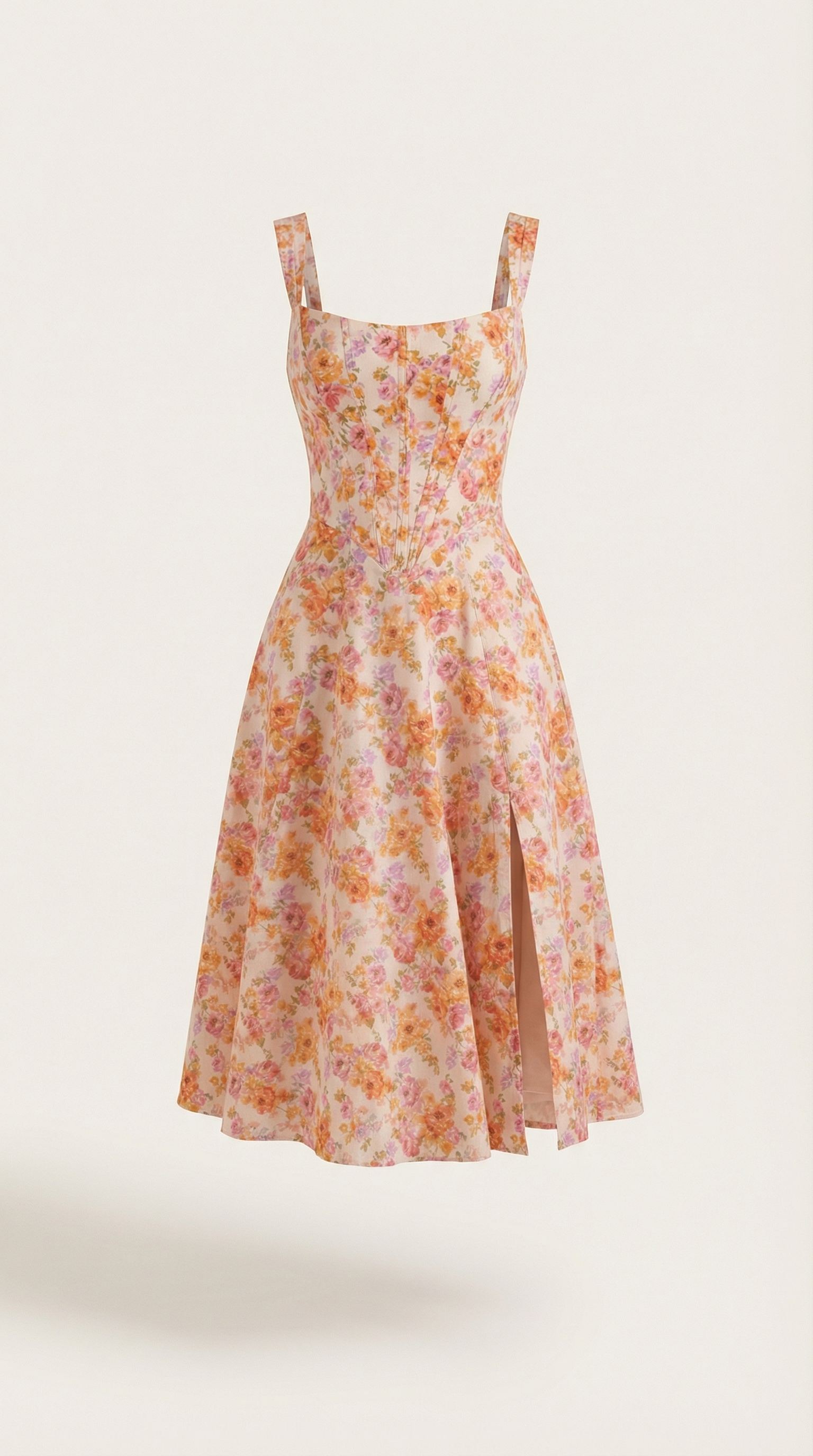Dahlia Floral Print Midi Dress - Lightweight Cotton Summer Dress for Casual Wear