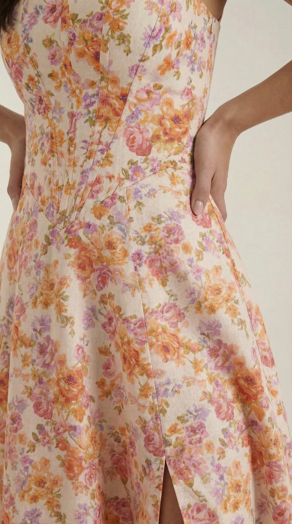 Dahlia Floral Print Midi Dress - Lightweight Cotton Summer Dress for Casual Wear
