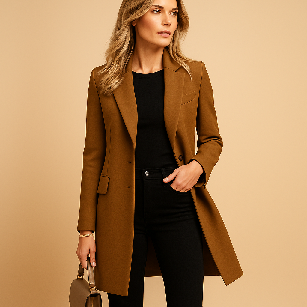 Double-Breasted Women's Trench Coat | Water-Resistant Fabric | Classic Design | Ideal for Spring and Fall Wear