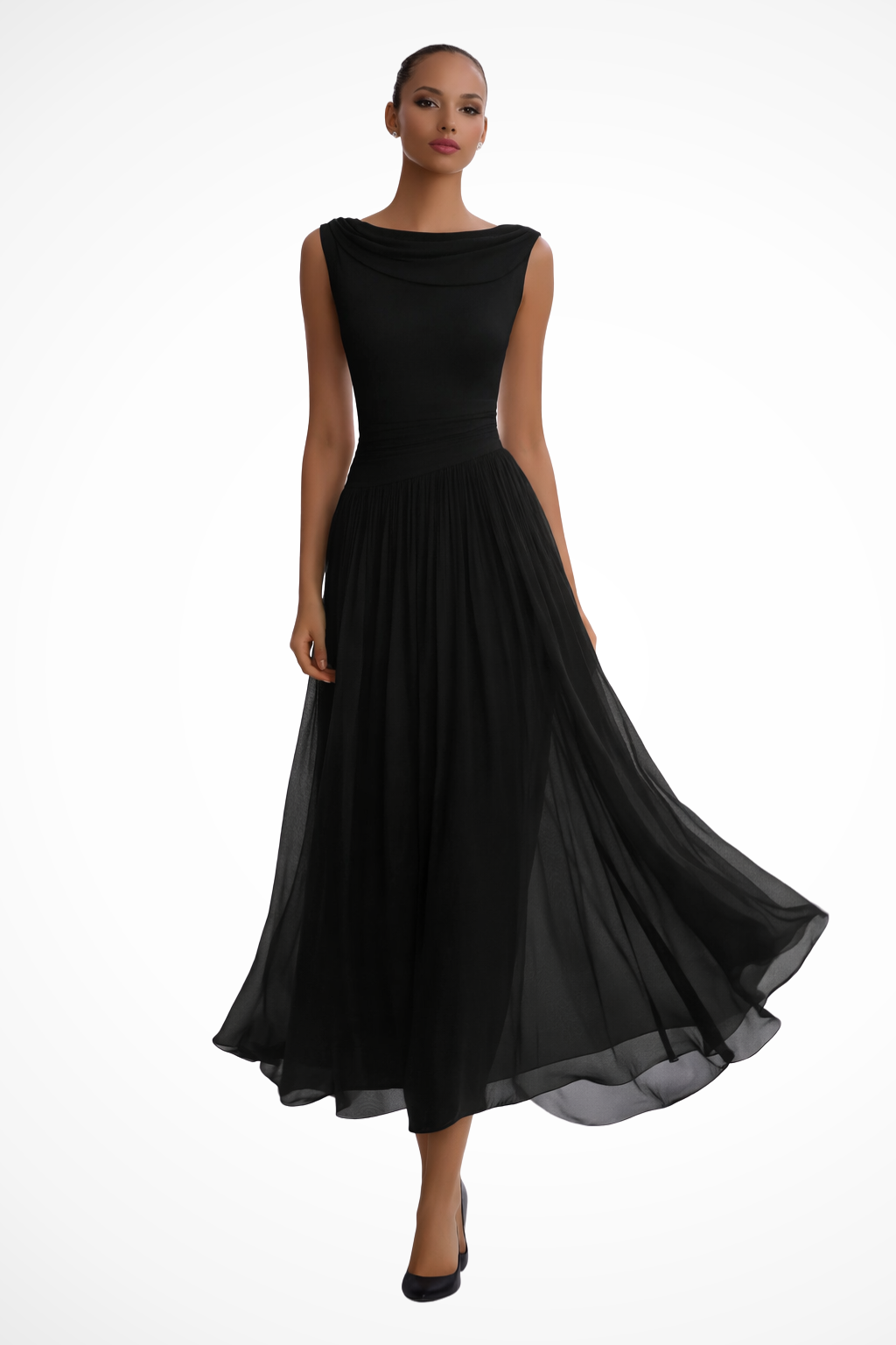 Draped Pleated Midi Dress | Women's Wedding Guest Attire | Elegant Design