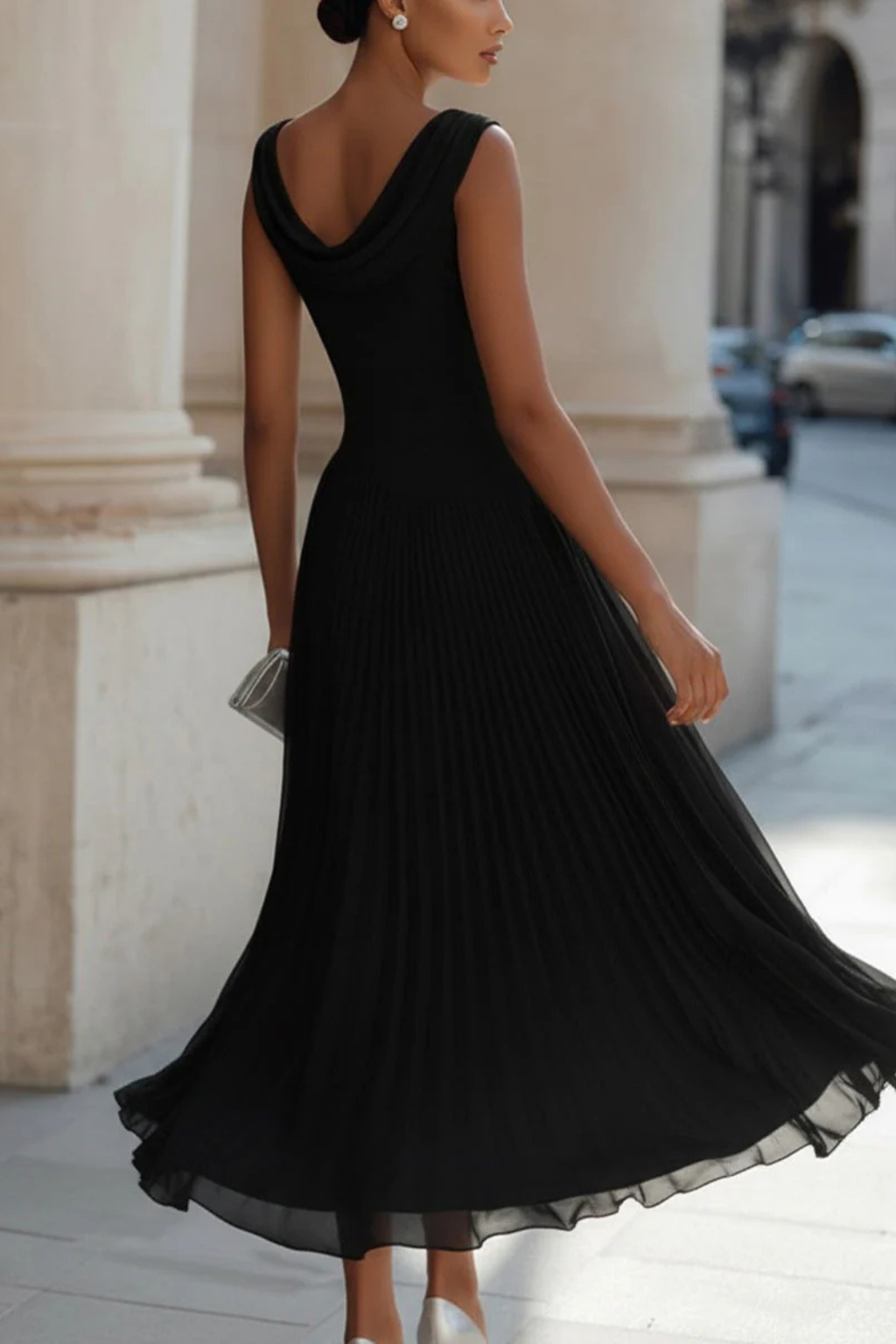 Draped Pleated Midi Dress | Women's Wedding Guest Attire | Elegant Design