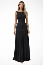 Elegant Pleated Maxi Dress for Women - Formal Evening Wear, Lightweight Fabric