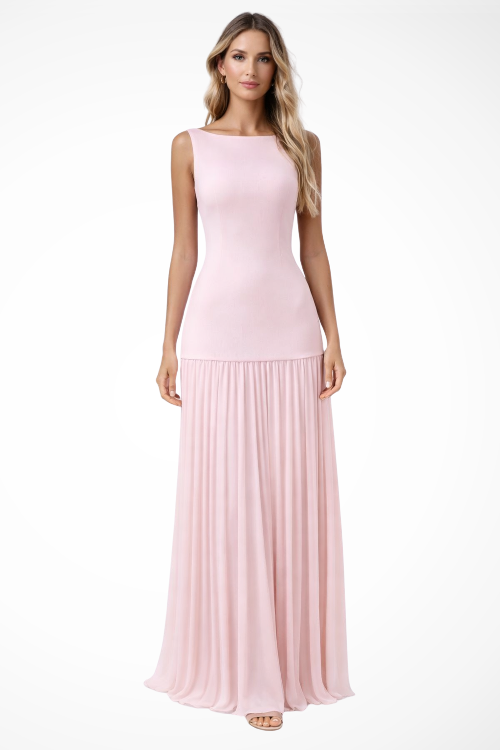 Elegant Pleated Maxi Dress for Women - Formal Evening Wear, Lightweight Fabric
