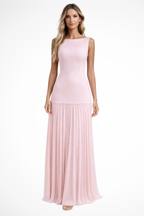 Elegant Pleated Maxi Dress for Women - Formal Evening Wear, Lightweight Fabric