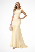 Elegant Pleated Maxi Dress for Women - Formal Evening Wear, Lightweight Fabric