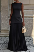 Elegant Pleated Maxi Dress for Women - Formal Evening Wear, Lightweight Fabric