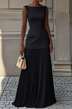 Elegant Pleated Maxi Dress for Women - Formal Evening Wear, Lightweight Fabric