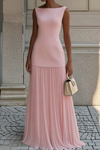 Elegant Pleated Maxi Dress for Women - Formal Evening Wear, Lightweight Fabric
