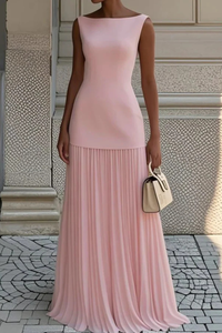 Elegant Pleated Maxi Dress for Women - Formal Evening Wear, Lightweight Fabric