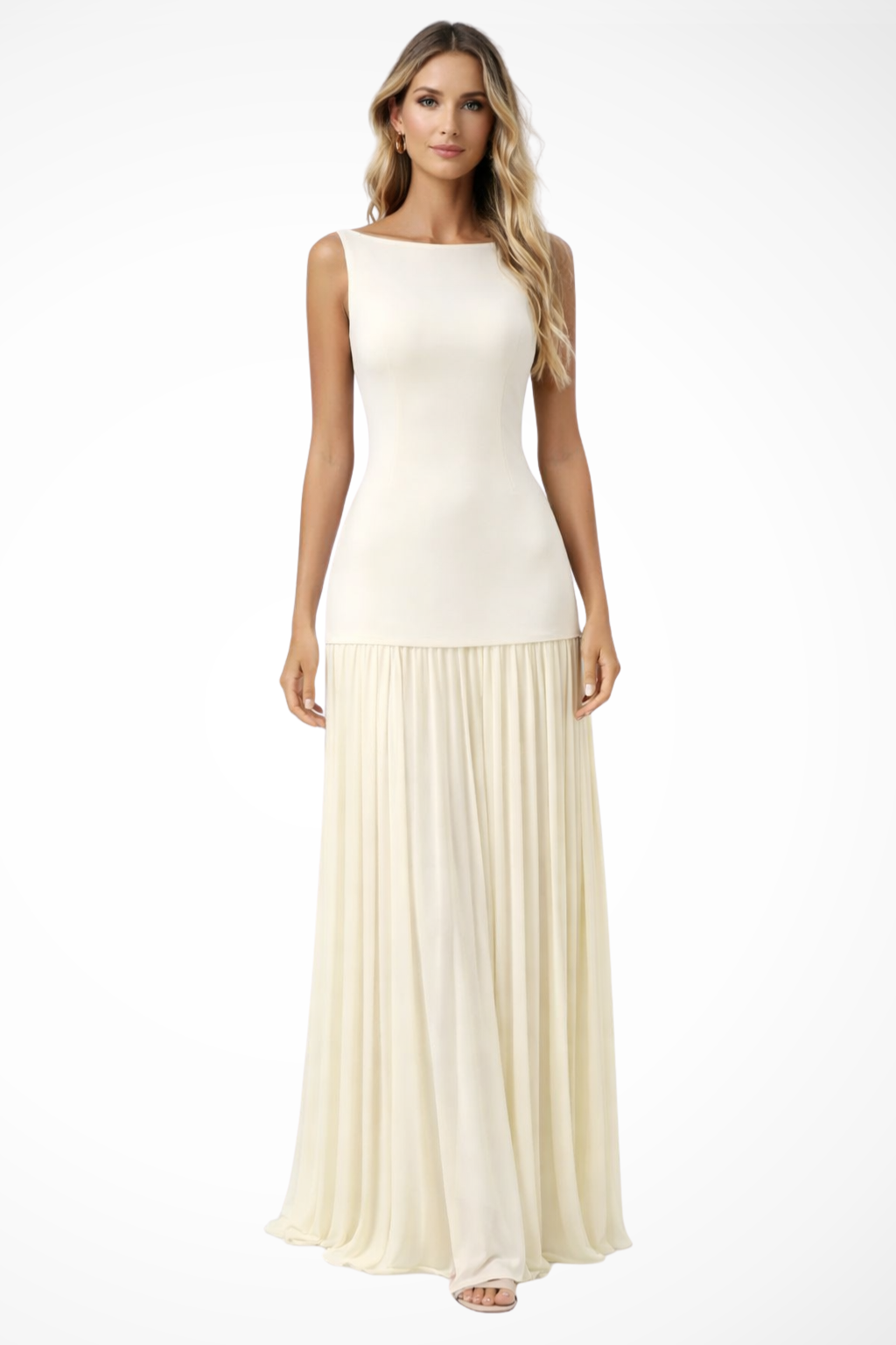 Elegant Pleated Maxi Dress for Women - Formal Evening Wear, Lightweight Fabric