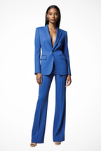 Elegant Women's Blazer and Wide Leg Trousers Set - Office/Business Attire