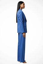 Elegant Women's Blazer and Wide Leg Trousers Set - Office/Business Attire