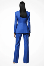 Elegant Women's Blazer and Wide Leg Trousers Set - Office/Business Attire