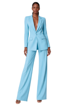 Elegant Women's Blazer and Wide Leg Trousers Set - Office/Business Attire