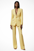 Elegant Women's Blazer and Wide Leg Trousers Set - Office/Business Attire