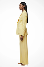 Elegant Women's Blazer and Wide Leg Trousers Set - Office/Business Attire