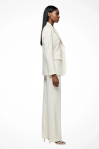 Elegant Women's Blazer and Wide Leg Trousers Set - Office/Business Attire