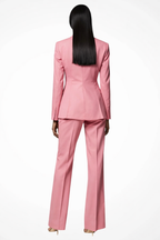 Elegant Women's Blazer and Wide Leg Trousers Set - Office/Business Attire