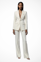 Elegant Women's Blazer and Wide Leg Trousers Set - Office/Business Attire