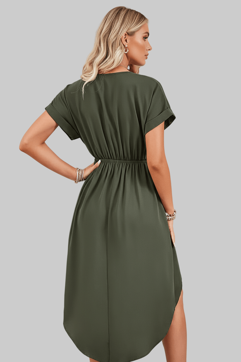 Elegant Wrap Midi Dress in Soft Fabric for Casual or Formal Occasions