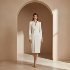 Fitted Midi Dress with Elegant Lapel Design for Women's Formal Wear