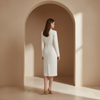 Fitted Midi Dress with Elegant Lapel Design for Women's Formal Wear