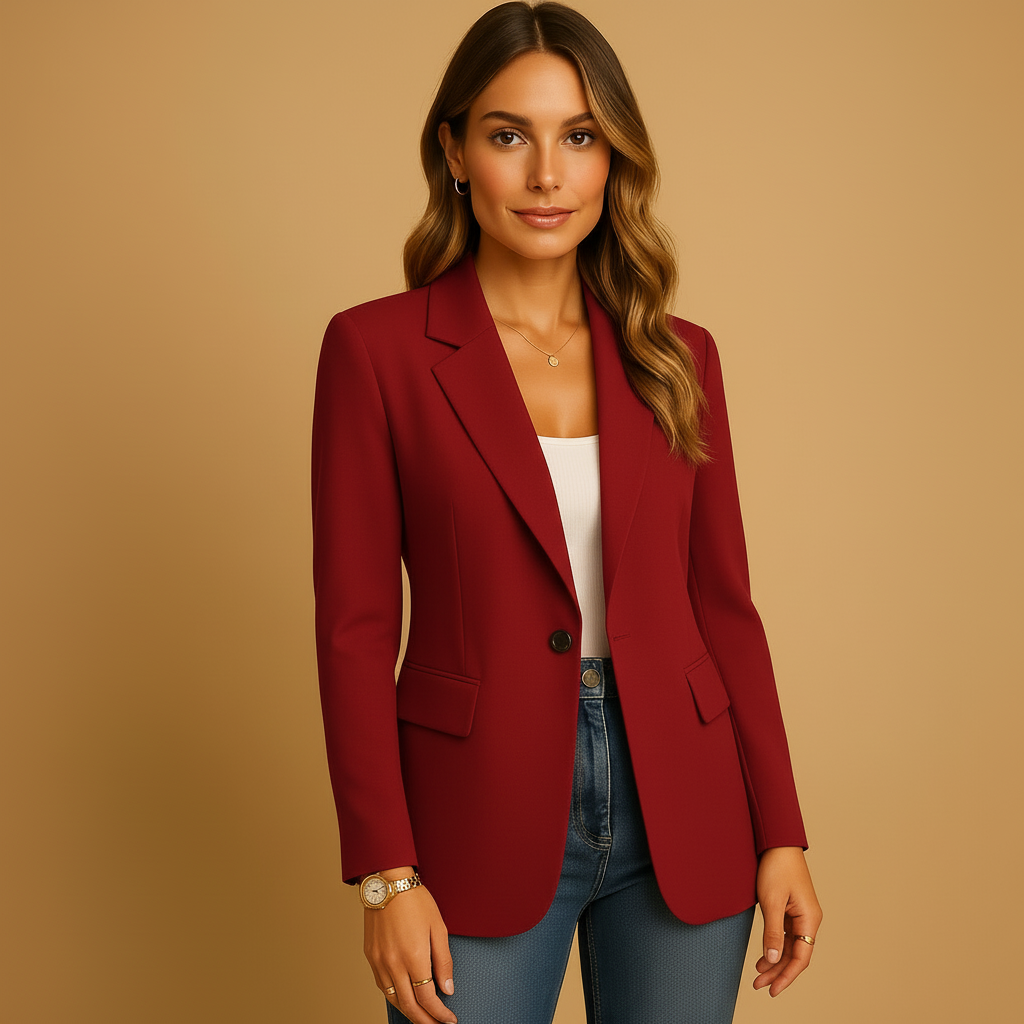 Fitted Women's Blazer - Tailored Stretch Fabric - Smart Casual Workwear