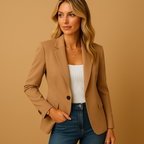 Fitted Women's Blazer - Tailored Stretch Fabric - Smart Casual Workwear
