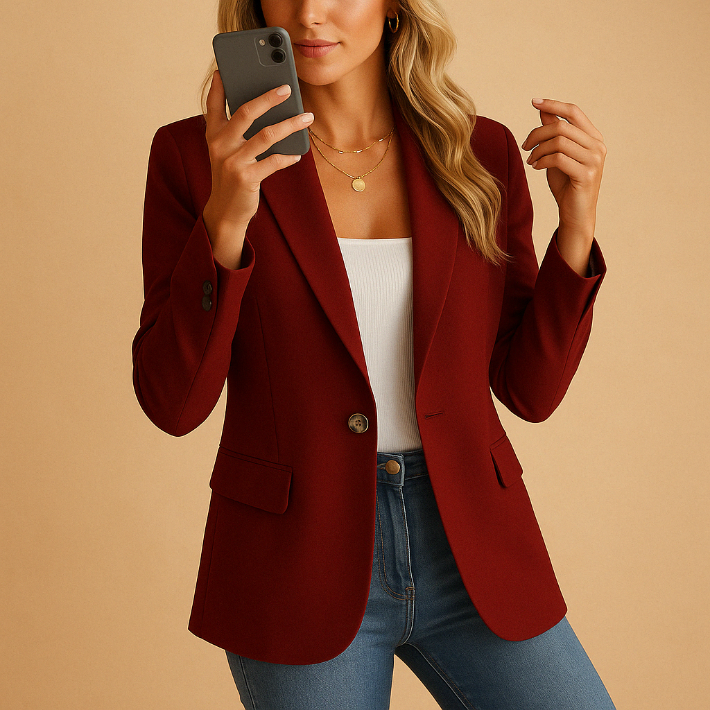 Fitted Women's Blazer - Tailored Stretch Fabric - Smart Casual Workwear