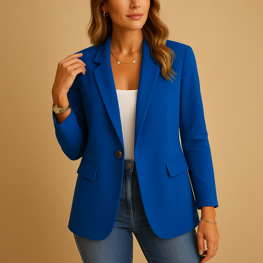 Fitted Women's Blazer - Tailored Stretch Fabric - Smart Casual Workwear