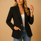 Fitted Women's Blazer - Tailored Stretch Fabric - Smart Casual Workwear