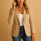 Fitted Women's Blazer - Tailored Stretch Fabric - Smart Casual Workwear