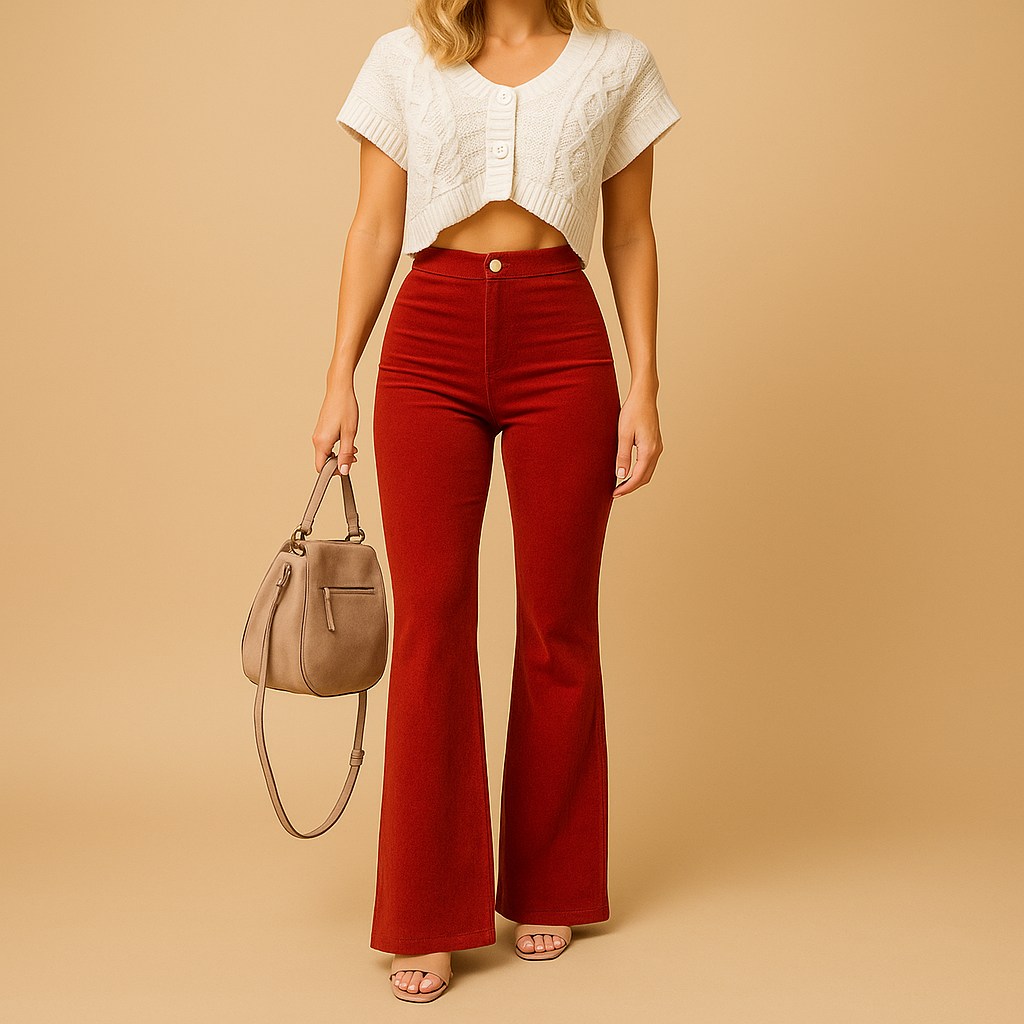 Flared Corduroy Pants for Women | Soft Fabric | Casual Everyday Wear | Comfortable Fit