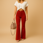Flared Corduroy Pants for Women | Soft Fabric | Casual Everyday Wear | Comfortable Fit