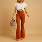 Flared Corduroy Pants for Women | Soft Fabric | Casual Everyday Wear | Comfortable Fit
