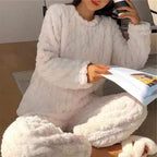 Fleece Pajama Set for Women and Men | Cozy Sleepwear for Home Use