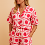 Floral Cotton Summer Blouse and Shorts Set for Women | Lightweight Casual Outfit for Warm Weather