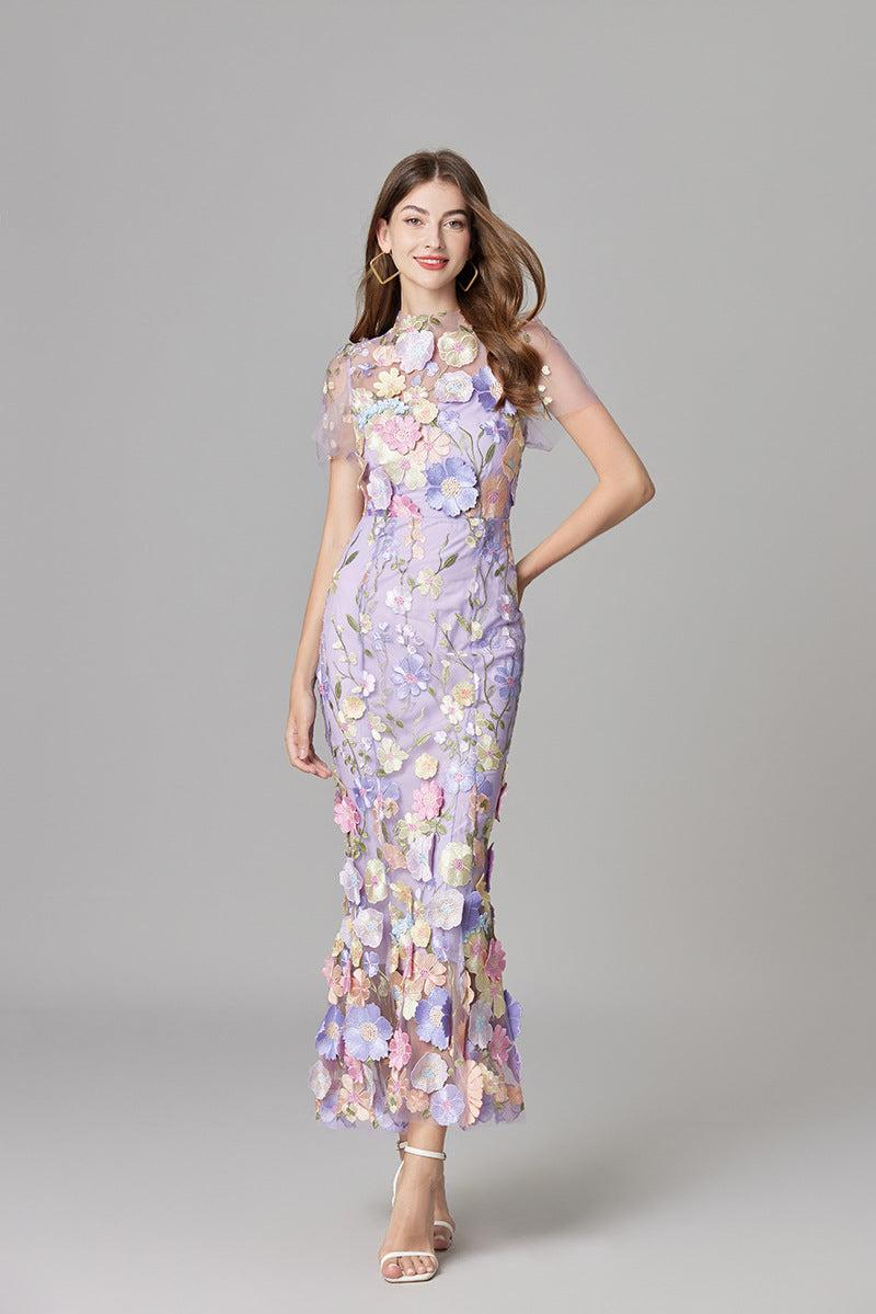 Floral Embroidered Sheer Summer Dress for Women - Lightweight, Elegant Design for Casual or Beach Wear