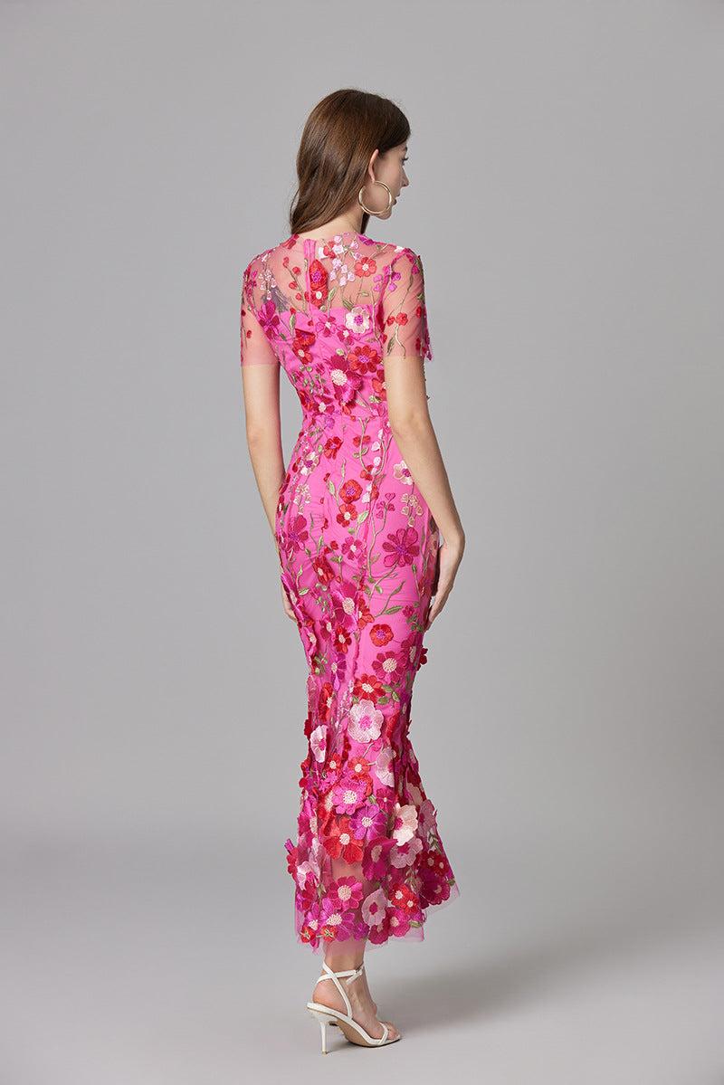 Floral Embroidered Sheer Summer Dress for Women - Lightweight, Elegant Design for Casual or Beach Wear