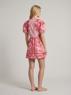 Floral Linen Cocktail Dress - Organic Fabric - Summer Style for Casual Events