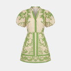 Floral Linen Cocktail Dress - Organic Fabric - Summer Style for Casual Events