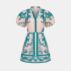 Floral Linen Cocktail Dress - Organic Fabric - Summer Style for Casual Events