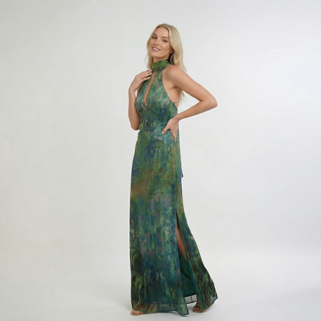 Floral Maxi Dress in Lightweight Fabric for Summer Parties and Events