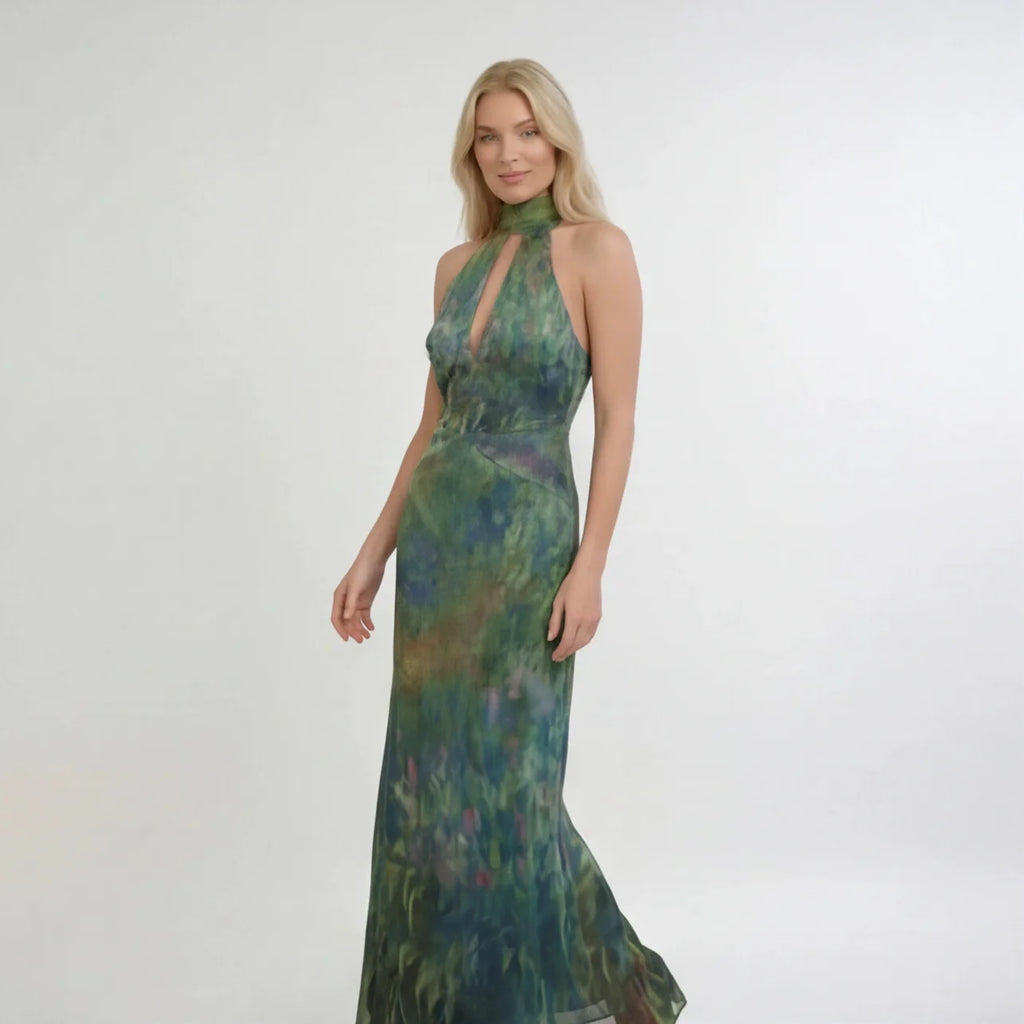 Floral Maxi Dress in Lightweight Fabric for Summer Parties and Events