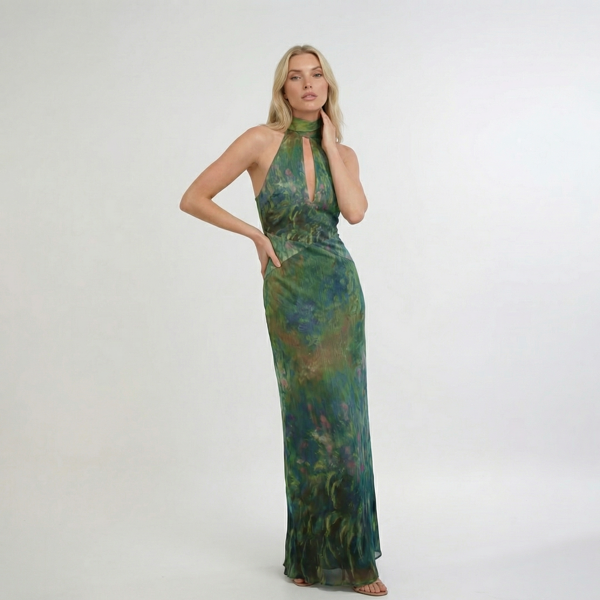 Floral Maxi Dress in Lightweight Fabric for Summer Parties and Events