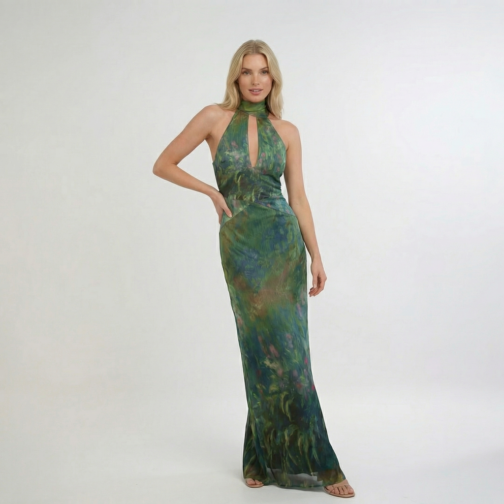 Floral Maxi Dress in Lightweight Fabric for Summer Parties and Events