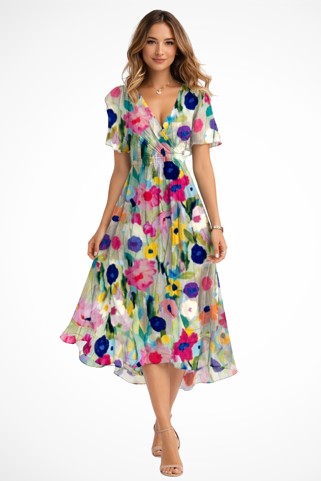 Floral Maxi Summer Dress | Short Sleeve | Lightweight Cotton | Women's Fashion